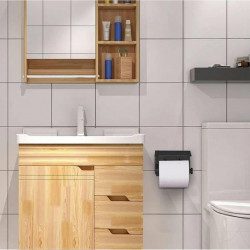Suport pentru hartie igienica cu raft suplimentar, din otel, culoare neagra cu brat auriu - Img 6