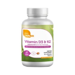 Zahler Chewable Vitamin D3 And K2, Vitamina D3+k2 Masticabila, Formula Avansata Pentru Absorbtie Superioara, 90 Tb