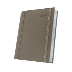 AGENDA DATATA A5 352PAG PREMIUM DELUXE BORNEO COPERTA PIELE SINTETICA BEJ FOLIO ARGINTIU 2027