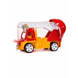 AUTOSPECIALA POMPIERI CU SCARA SI CASCA ROSU PORTOCALIU 54CM