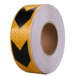Banda reflectorizanta adeziva tip fagure - SAGEATA NEGRU-GALBEN (rola 5cm x 25m)
