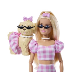 BARBIE TWINNING LOOKS SET PAPUSA BARBIE BLONDA SI CATEL CU ACCESORII - Img 4