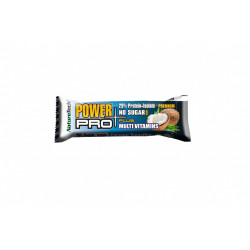 Baton energizant POWER PRO PLUS 29% proteina, FARA ZAHAR, cu vitamine, cu aroma de cocos 80g, NATURE TECH