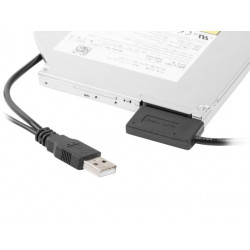 CABLU USB GEMBIRD adaptor, USB 2.0 (T) la slim S-ATA (T), 50cm, pt. SSD, DVD, cu USB suplimentar pt. extra power, negru, "A-USATA-01" - Img 2