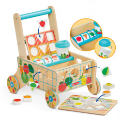 Carucior premergator din lemn cu set de jucarii educative - Img 2