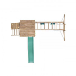 Complex de joaca FrontierFort Max cu Monkey Bars si 2 leagane, tobogan verde 2.9 m, Dunster House - Img 5