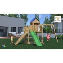 Complex joaca din lemn 7in1, pentru 10 copii, Fungoo Treehouse natur - Img 3