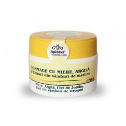 Crema gommage cu miere,argila,ul.jojoba,ul.struguri 50ml apidava