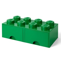 Cutie depozitare LEGO 2x4 cu sertare, verde - Img 1