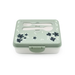 CUTIE PRANZ BENTO 2 NIVELE CU TACAMURI MELII FLORI ALBASTRE