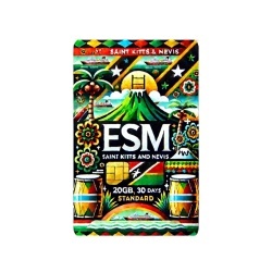 eSIM Saint Kitts and Nevis, 20GB, 30 Days, Standard