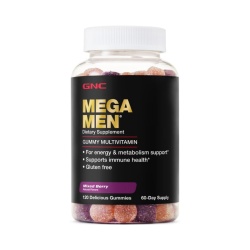 Gnc Mega Men Gummy Multivitamin, Multivitamine Jeleuri Pentru Barbati Cu Aroma Naturala De Fructe De Padure, 120 Jeleuri
