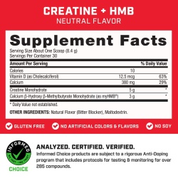 Gnc Pro Performance Creatine Monohydrate, Creatina Monohidrata, Formula Imbunatatita Cu Hmb, Pentru Sustinerea Musculaturii Si A Functiei Cognitive, Fara Aroma, 252 G - Img 2