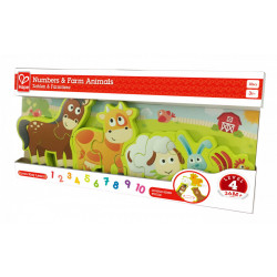 Hape puzzle numere si animale de la ferma