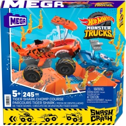 HOT WHEELS MONSTER TRUCK MEGA SET CONSTRUCTIE CURSA TIGER SHARK CHOMP - Img 1