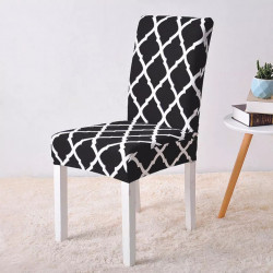 Husa universala pentru scaune clasice, model ROMB, culoare NEGRU + ALB - Img 1
