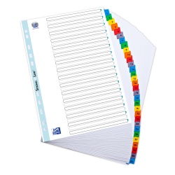 INDEX CARTON NUMERIC OXFORD A4 1-31, 20 FILE/SET, 170G/MP, 11 PERFORATII PENTRU INDOSARIERE, INCLUDE CUPRINS, CULOARE ALB CU MARGINE COLOR