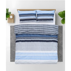 Lenjerie dubla,100% bumbac,4 piese, Azul