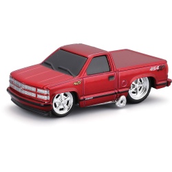 MAISTO MUSCLE TRANSPORTS SET CAMION CU PLATFORMA MACK R685ST FLATBED 1980 SI MASINUTA CHEVROLET 454 SS PICKUP 1993 SCARA 1 LA 64 - Img 4