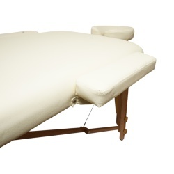 Masa de masaj pliabila, 3 zone, cadru lemn, spuma 5cm, inaltime 55-76cm, piele ecologica, dimensiuni 60x213cm, culoare Crem - Img 10