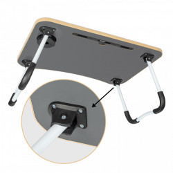 Masa pentru Laptop plianta din MDF, dimensiune 60 x 39,5 cm, cu suport pahar si telefon - Img 3