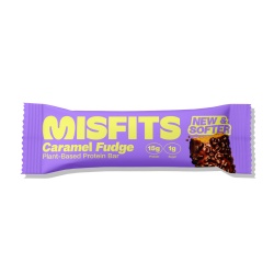 Misfits Plant-based Protein Bar, Caramel Fudge Flavor, Baton Proteic Vegan Cu Aroma De Ciocolata Si Caramel, 50g - Img 1