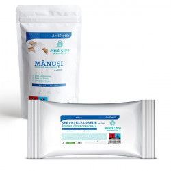 Multi care antiseptik servetele umede+manusi promo