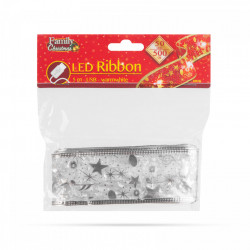 Panglică LED de Crăciun - argintie - 5 m x 5 cm - 2 x AA - Img 2