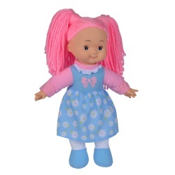 PAPUSA FLOWER DOLLY DIN MATERIAL TEXTIL 38CM CU PARUL ROZ - Img 2