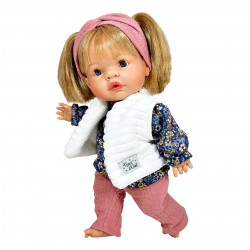 Papusa Nines D'Onil, Joy, cu parul blond, cu vesta alba, cu miros de vanilie, 37 cm
