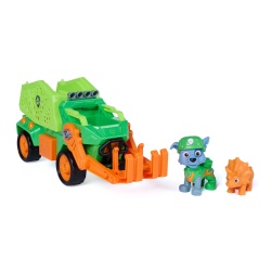 PATRULA CATELUSILOR FILMUL CU DINOZAURI SET DINO VEHICUL CAMION DE RECICLARE CU FIGURINA ROCKY SI ACCESORII 15CM - Img 2