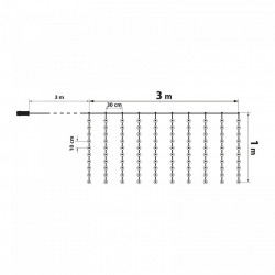 Perdea luminoasă - 100 LEDuri alb-cald - 3 x 1 m - 230V - cu telecomandă - Img 4