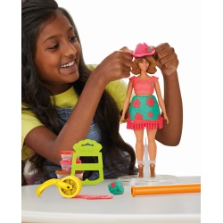 PLAY DOH BARBIE SET PLASTELINA CREATII VESTIMENTARE CU FLORI SI FRANJURI COWBOY - Img 5