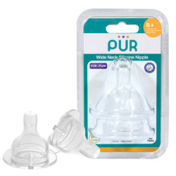 PUR 3255 – SET TETINE SILICON PENTRU BIBERON CU GURA LARGA – MARIME S, 0-3 LUNI, 2 BUC