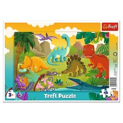 PUZZLE TREFL 15 CU CADRU DINOZAURI