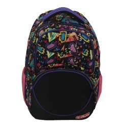 RUCSAC HERLITZ ZIPPER CUBE: ERGONOMIC, SPATIOS, POLIESTER RECICLAT REZISTENT LA APA, BRETELE AJUSTABILE, BANDA/FERMOARE REFLECTORIZANTE, MOTIV COMIC SHAPES
