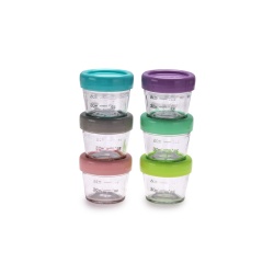 SET 6 RECIPIENTE STICLA PENTRU HRANA BEBE, MELII, 118 ML