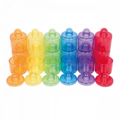 Set de 18 cutiute colorate cu capac, translucide, pentru activitati senzoriale - Img 1