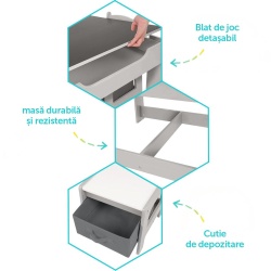 Set masuta si 2 scaune , alb MDF, U-Grow - Img 5