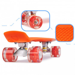 Skateboard Penny Board pentru copii cu roti din cauciuc, iluminate LED, culoare Orange - Img 2