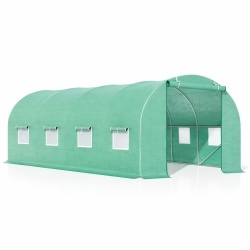 Solar de gradina, dimensiune 400x300x200cm, folie verde PE cu plasa 140g/mp UV, 1 usa, 8 ferestre, teava otel galvanizat de 19mm - Img 2