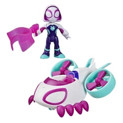 SPIDEY SI PRIETENII LUI UIMITORI MARVEL SET FIGURINA GHOST SPIDER SI VEHICUL COPTER 7.6CM - Img 3