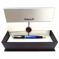 Stilou Pelikan M205 albastru marmorat cu piston M 801928 - Img 1