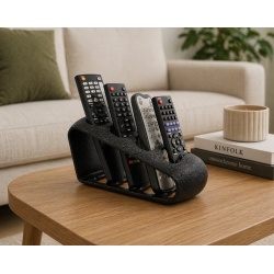 Suport telecomenzi 4 compartimente, organizator telecomenzi pentru living si birou, design modern, negru - Img 2