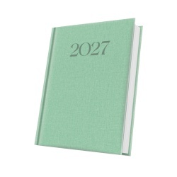 AGENDA DATATA A5 352PAG PREMIUM DELUXE BIELLA COPERTA PIELE SINTETICA VERDE MENTA FOLIO ARGINTIU 2027
