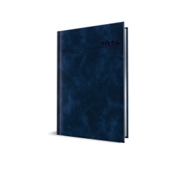 AGENDA DATATA A5 352PAG PREMIUM DELUXE CHIA COPERTA PIELE SINTETICA BLEUMARIN FOLIO ARGINTIU 2026