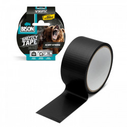 Bandă adezivă întărită cu material BISON Grizzly Super Strong - Neagră - 10 m - Img 1