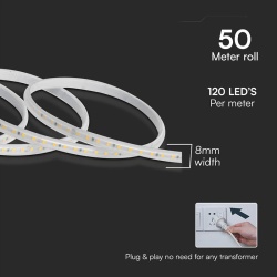 BANDA LED SMD 2835 10.5W/M 220-240V IP65 ALBASTRU ROLA 50M - Img 5