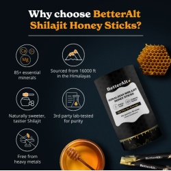 Better Alt Himalayan Shilajit Honey Sticks, Pliculete De Shilajit Din Himalaya Si Miere Cu 75% Acid Fulvic, 30 Pliculete - Img 6