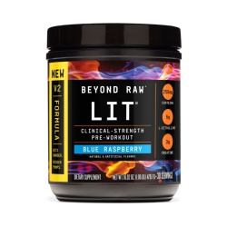 Beyond Raw Lit V2 Pre-workout With Crisp Blue Raspberry Flavor, Pre-workout Cu Aroma De Zmeura Albastra, 479.7 G